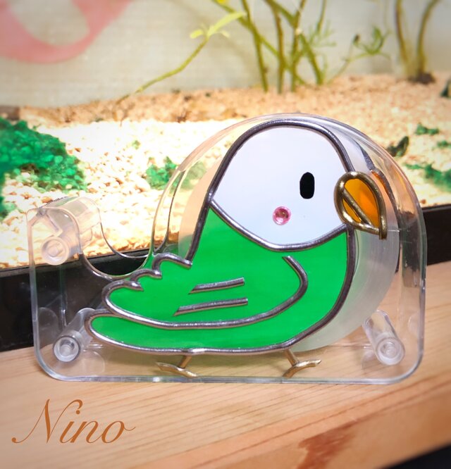 ミニテープカッター(インコ 黄緑)の画像1枚目