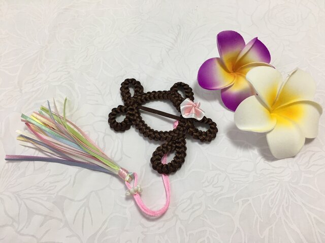 ハワイアンリボンレイ【ホヌチャーム ブラウン完成品】の画像1枚目