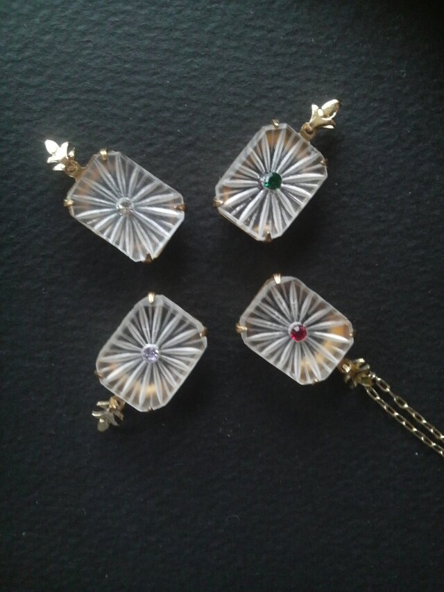 アンティーク　Octagonal-Line　1粒(4種からお選び下さい）ネックレス