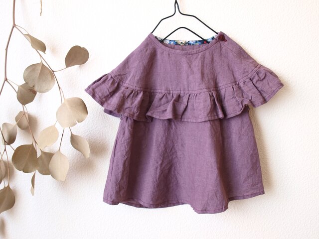 LINEN サークルフリルチュニック *フジイロ* size80 の画像1枚目