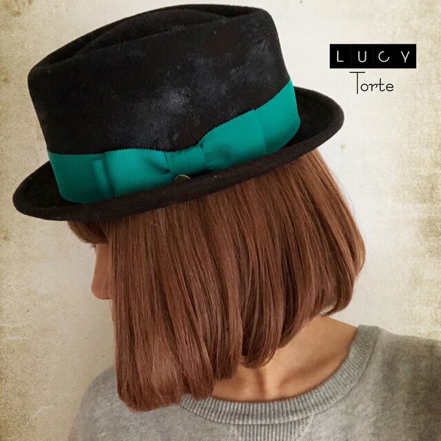 ペイント ポークパイハット【BLACK】の画像1枚目
