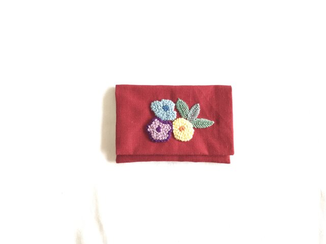 お花のカードケース(あか)の画像1枚目
