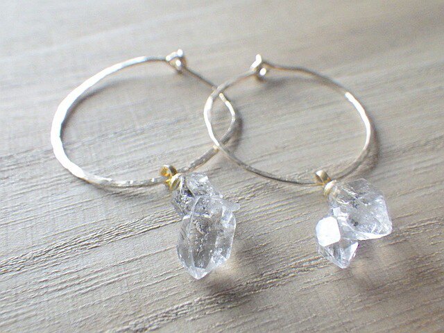 Twin Ice Rock *K14gf*ハンマードフープピアスの画像1枚目