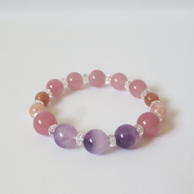 ケープアメジスト&ローズクォーツ　ブレスレット