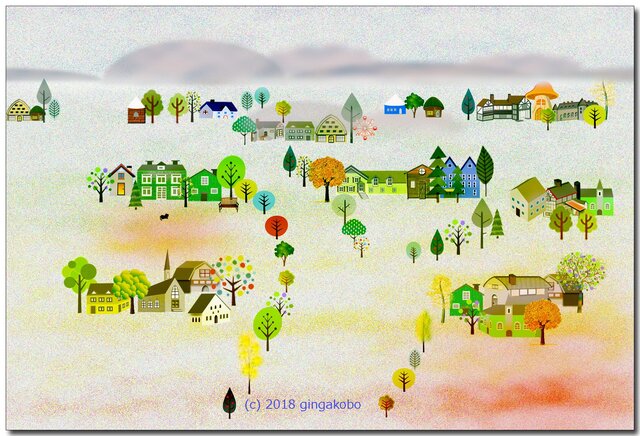 「秋めいて北欧」 ほっこり癒しのイラストポストカード2枚組No.627の画像1枚目