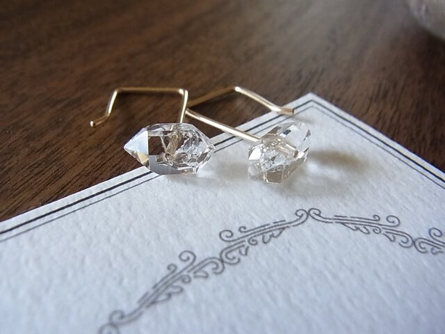 14kgf NY Herkimerdiamond Pierced(M～L) NYハーキマー大粒ピアス-