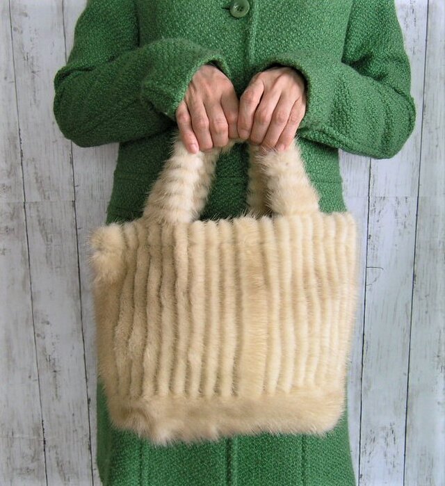 ¶ new antique fur ¶ パロミノミンク/レザーカジュアルバッグ再販の画像1枚目