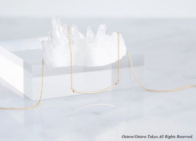 【Minimalism】14KGF Cuvy Bar Necklace,-- GoldxGold--の画像1枚目