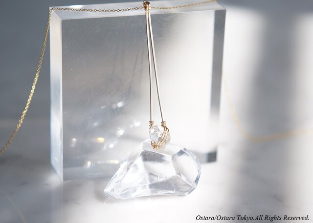 【Minimalism】14KGF Long Necklace,-NY Herkimerdiamond-の画像1枚目