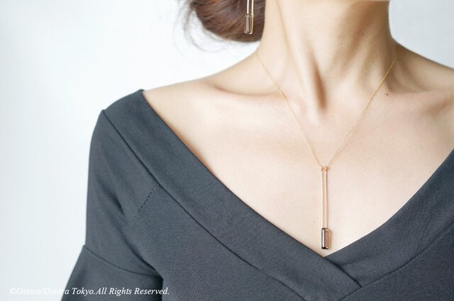 【Minimalism】14KGF Long Rectangle Necklace,の画像1枚目