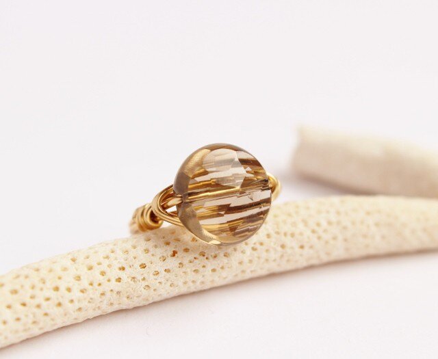 スモーキークォーツ スターカット Wire Ringの画像1枚目