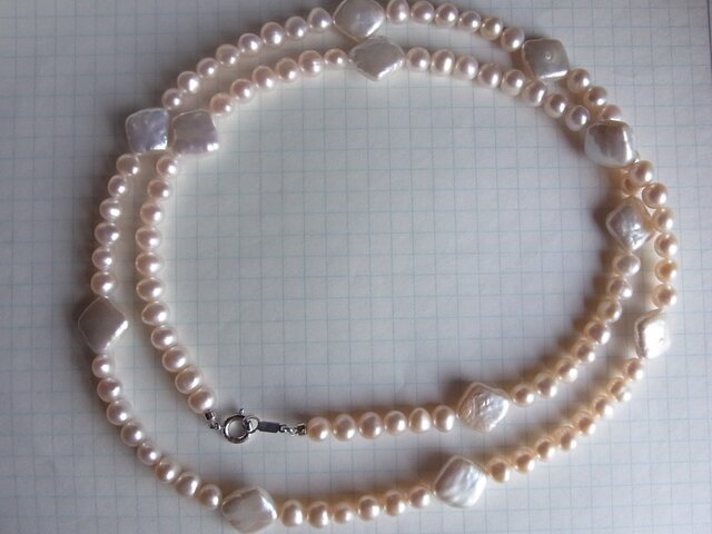 1512 魅力を引き出す✨ 細見え効果♡ 淡水パールネックレス