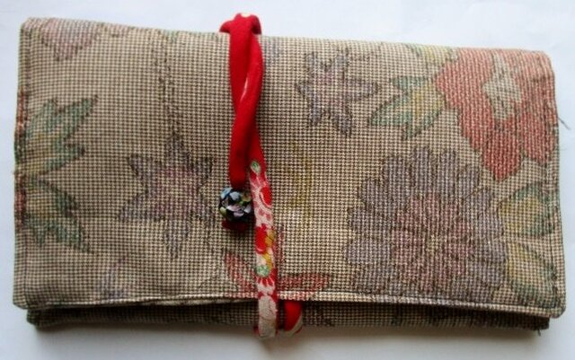 送料無料 花柄の着物で作った和風財布・ポーチ 3801の画像1枚目