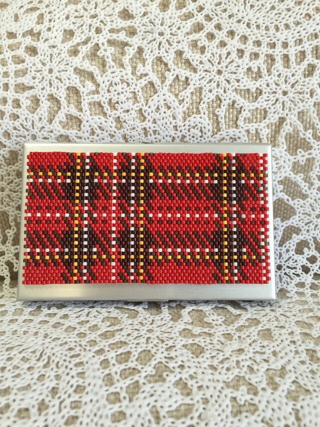 【特価】カードケース(赤チェック柄)の画像1枚目