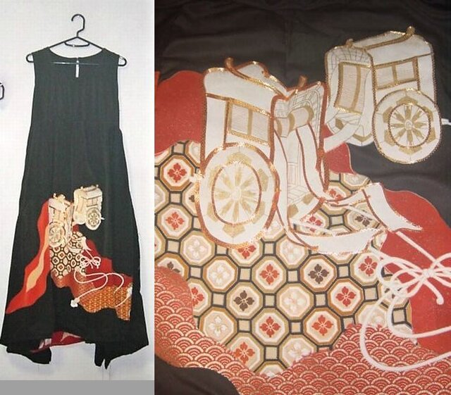 留袖リメイク♪御所車が豪華な留袖ワンピース♪裾変形♪ハンドメイド♪正絹・フォーマル・冠婚の画像1枚目