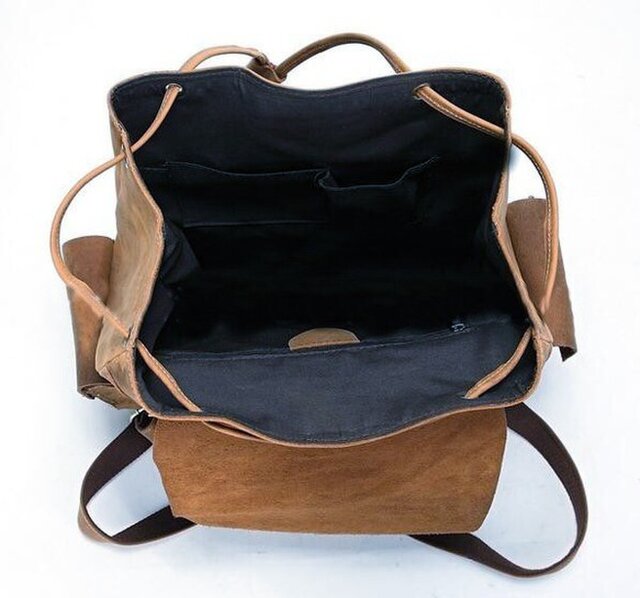 イタリア製　皮リュック　バック 受注製作】イタリアレザーで製作した万能リュックサック 茶