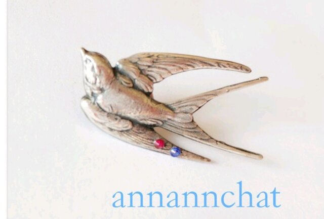 flying swallow ツバメ（44mm アンティックシルバー）ピン