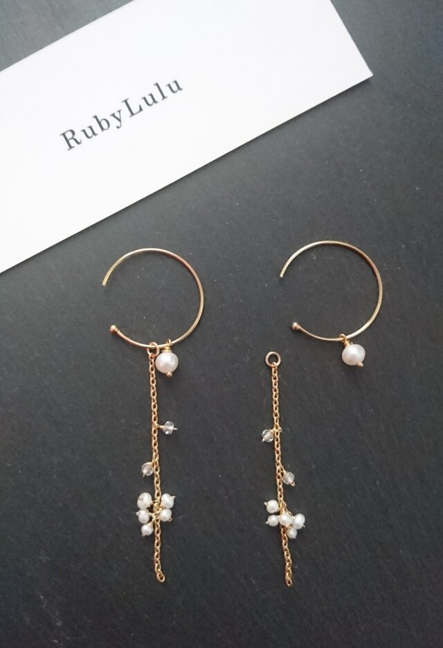 パールの2wayフープピアス*K14GF