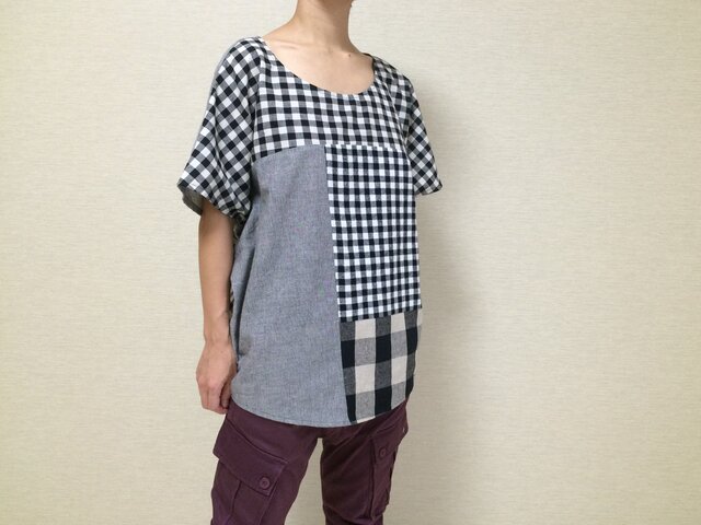 フレンチスリーブのゆるTシャツ017(モノトーン系)の画像1枚目