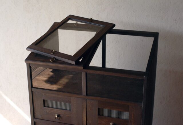 駄菓子屋風ショーケース付きキャビネット（おもちゃ、衣類、書類などの