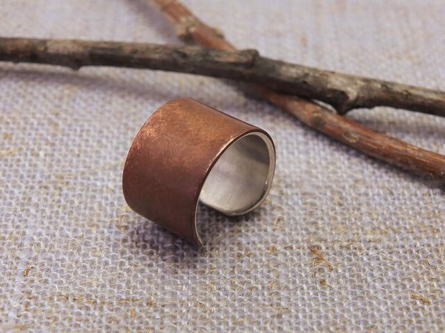 Cuff Rusty w9 C -古和風仕上げ 銅のイヤーカフ幅9の画像1枚目