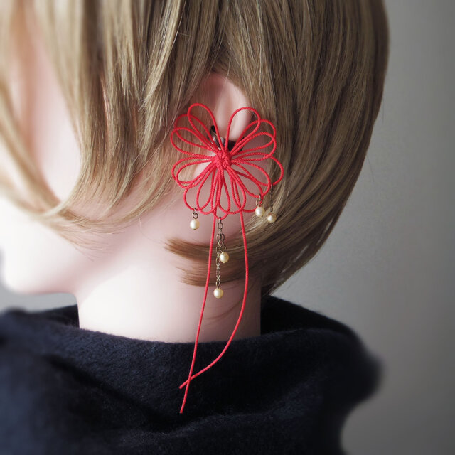 かたっぽイヤーカフ「アノ陽ヲ映ス」（朱）