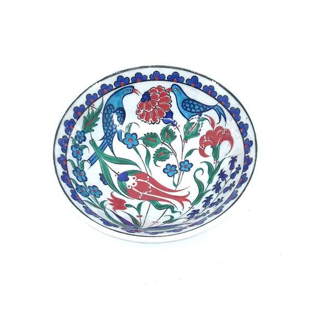 ❖手描き絵付け陶器❖ イズニック・ボウル 鳥花模様の画像1枚目