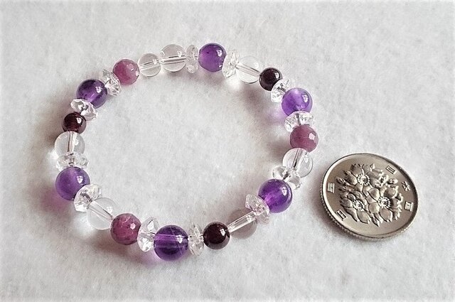 天然石　二重ブレスレット　水晶　ルビー　ガーネット　翡翠　アクアマリンアメジスト 石のみ *夢の達成へと導く☆ルビー・アメジスト・ガーネット・水晶の