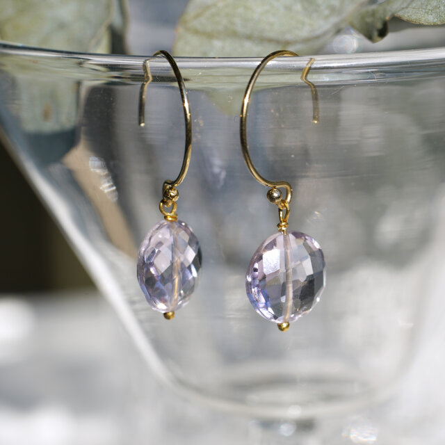 K14GF *アメジストコインカットピアス