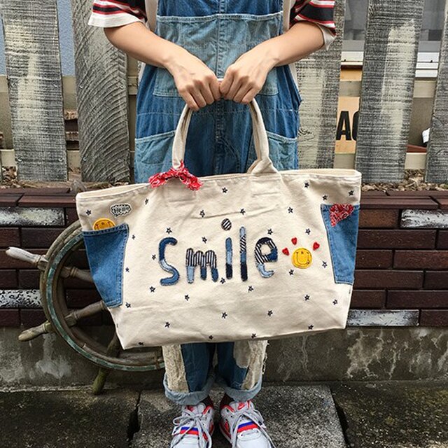 「smileスター」ボストンバッグ(ナチュラル)の画像1枚目