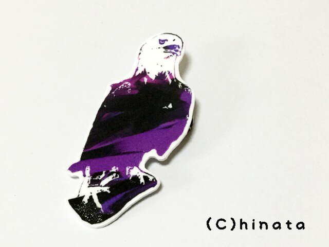 Artな 鷲のイラストブローチ 紫 Iichi ハンドメイド クラフト作品 手仕事品の通販