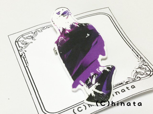 Artな 鷲のイラストブローチ 紫 Iichi ハンドメイド クラフト作品 手仕事品の通販