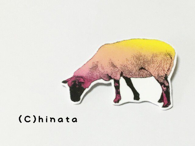 Artな 羊のイラストブローチ Iichi ハンドメイド クラフト作品 手仕事品の通販