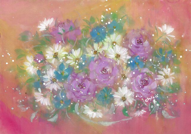 「Fairy flowers」A4水彩原画の画像1枚目