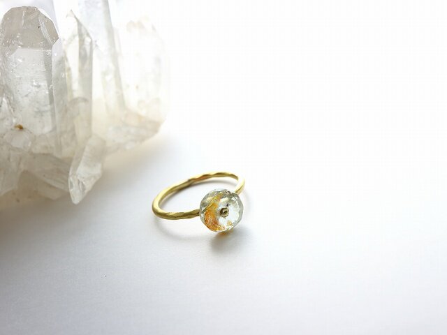 再販*Brass Point Ring*モスアクアマリン*真鍮リング*no.357の画像1枚目