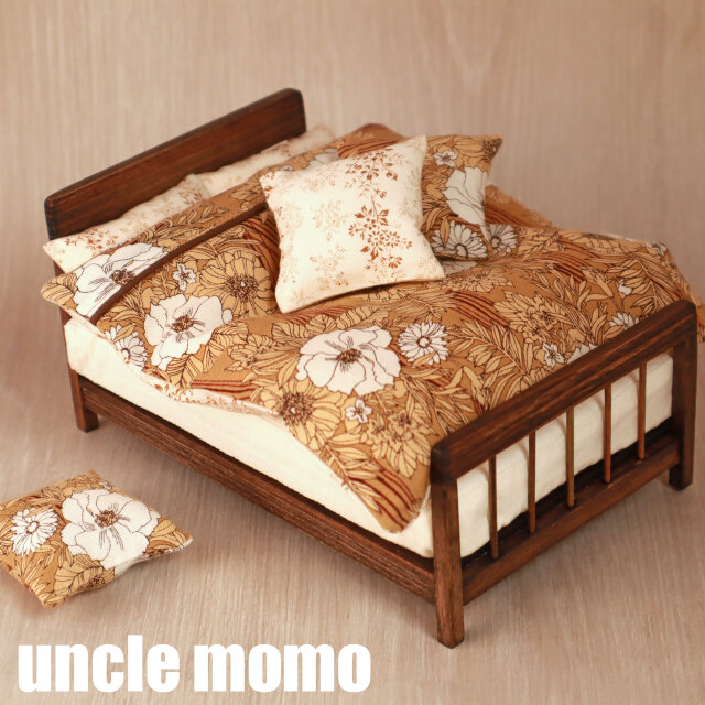 ドール用ベッド ダブル（色：エボニー） 1/12ミニチュア家具 | iichi