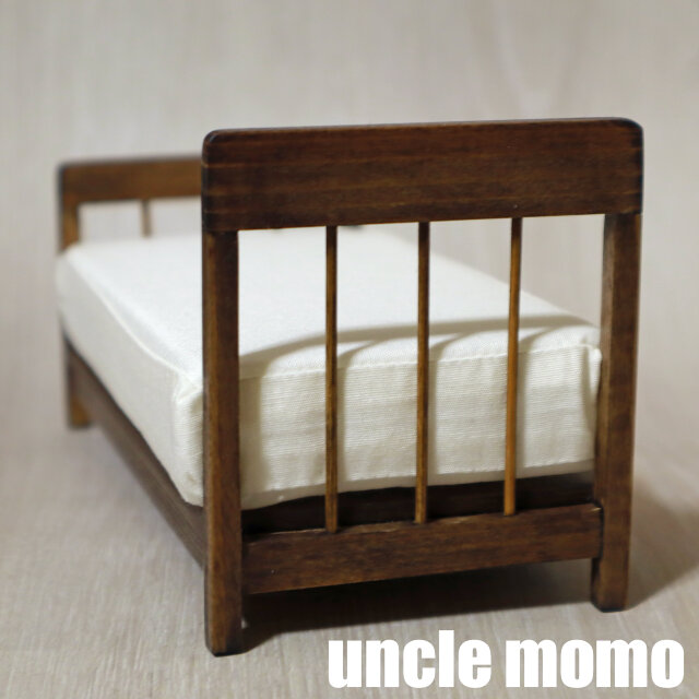 ドール用ベッド シングル（色：エボニー） 1/12ミニチュア家具 | iichi