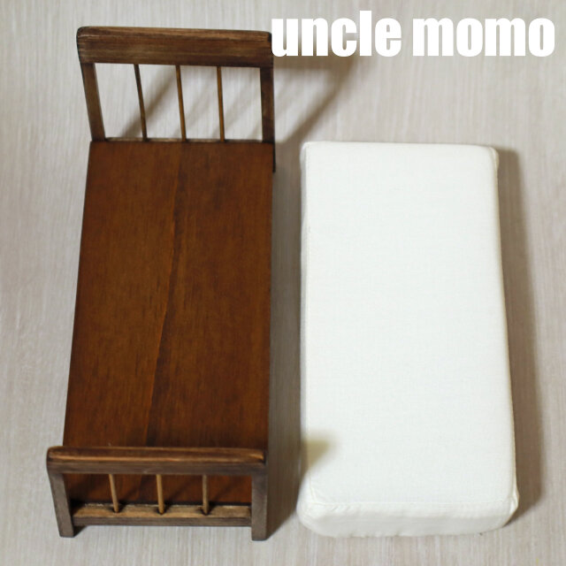 ドール用ベッド シングル（色：エボニー） 1/12ミニチュア家具 | iichi