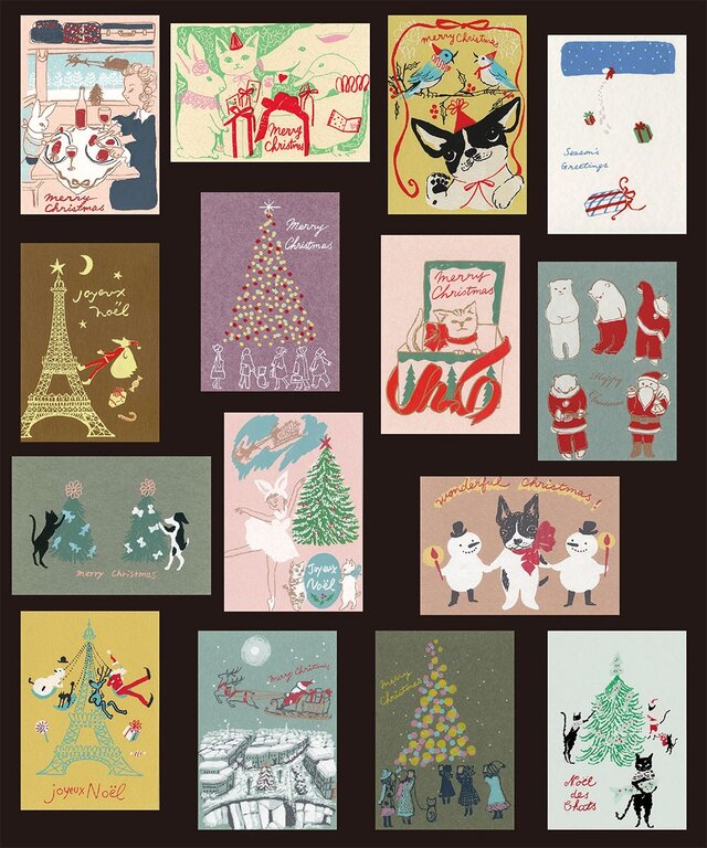 xmas VARIE*版画(シルクスクリーン)ポストカード*15枚セットの画像1枚目