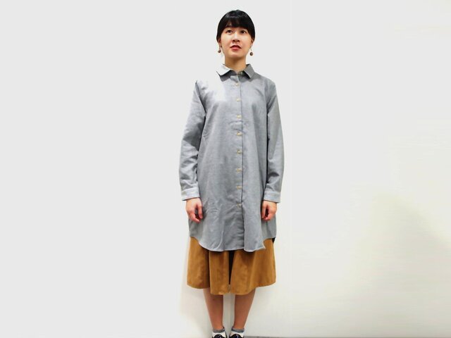 超ふわふわ シャギー起毛シャツワンピース グレー 8814-4028-93の画像1枚目