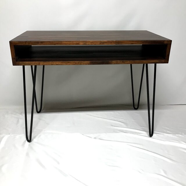受注製品 北欧家具 シンプル おしゃれデスク アイアンウッド 男前インテリア アンティーク風 パイン無垢集成材の画像1枚目