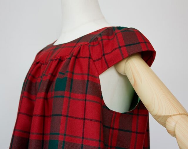 【値下げしました】askyy チェック チュニック　RED/BLK 値下げしました】askyy チェック チュニック RED/BLK 値下げしま