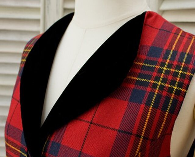 タータンチェック・衿付きジレ【Lesrie red】 | iichi 日々の暮らしを