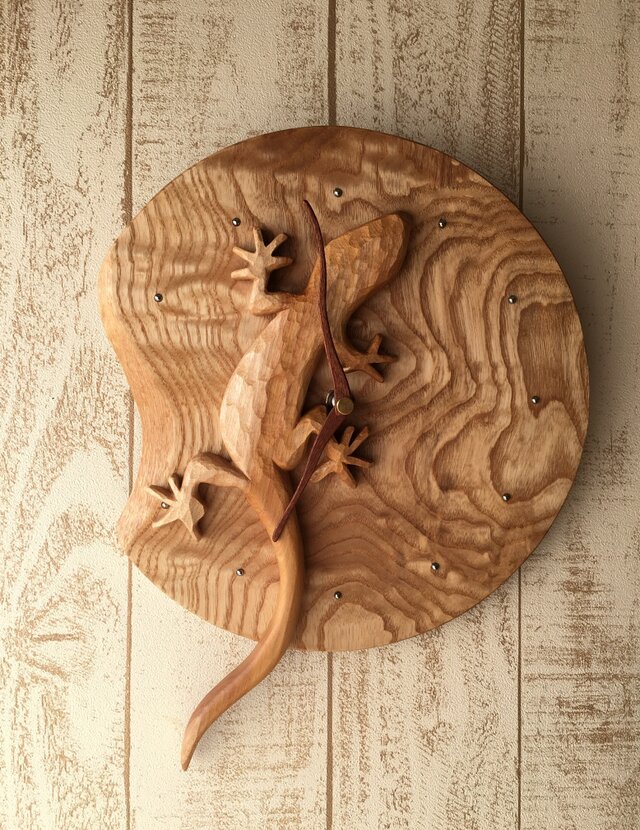 gecko wall clock birch+tamoの画像1枚目