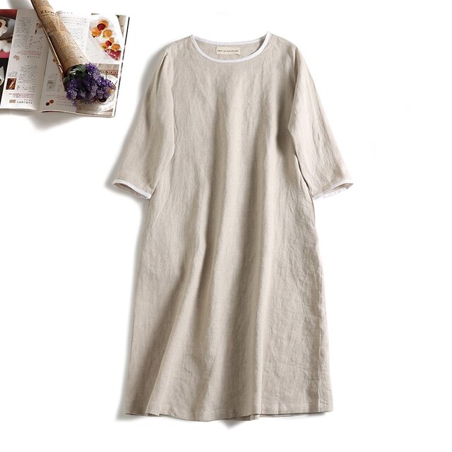 絶妙ゆる感のニュアンス麻のワンピース 年中活躍可能 ロングワンピース907 1 Iichi ハンドメイド クラフト作品 手仕事品の通販