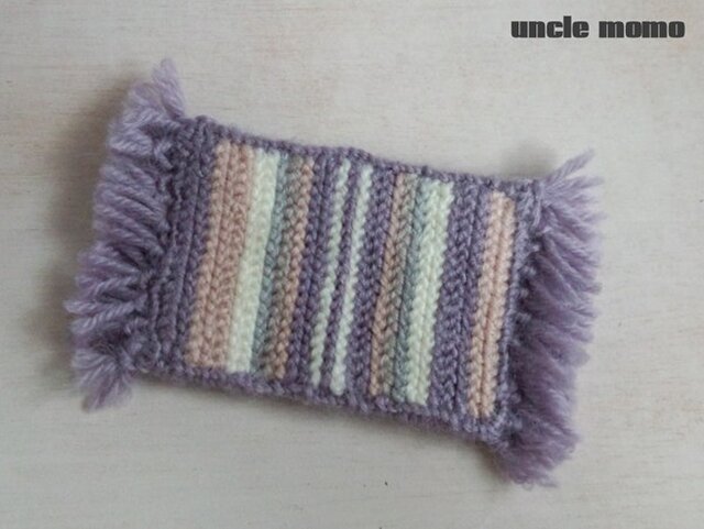 ドール用ツヴィスト刺繍のラグ(玄関・ルームマット)Lavender 1/12ミニチュア・ファブリックの画像1枚目