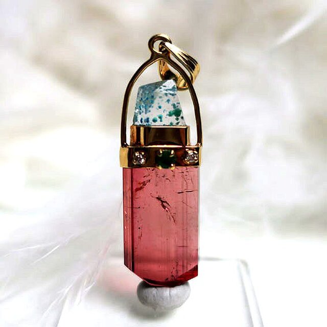 パライバクオーツ+トルマリンK18ペンダント