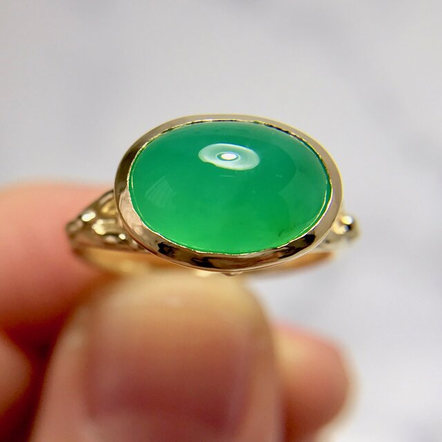 天然クリソプレーズリング3.62ct(オーストラリア産)|10.5号☆原石から磨いた1点ものの画像1枚目