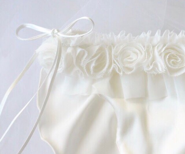 お花 シルク ショーツ オフホワイト Wedding classic ふんどしパンツ (M size)の画像1枚目