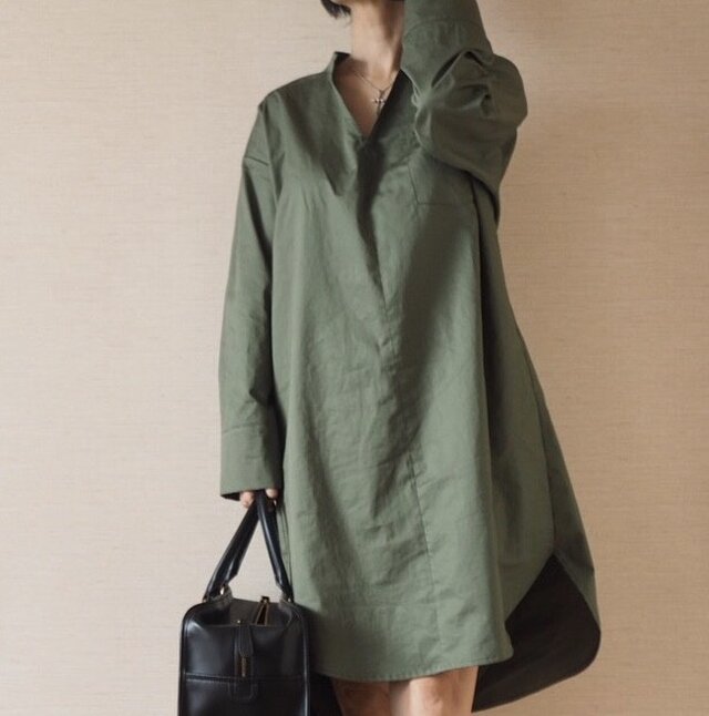 ロングシャツ カーキの画像1枚目